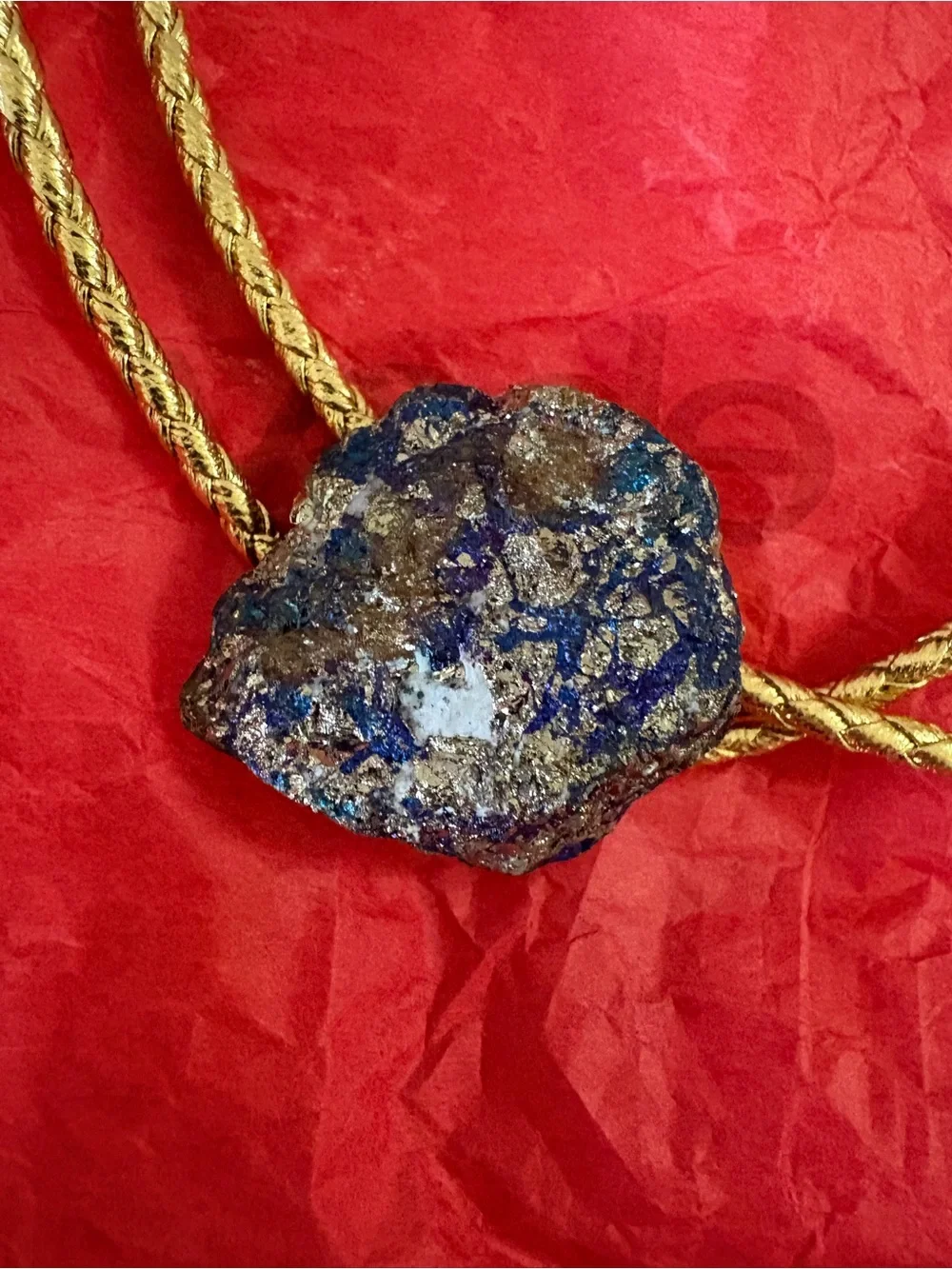 Handcrafted Blue Druzy Statement Necklace - Women Jewelry Bolo Tie